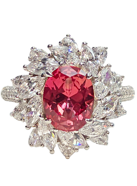 璀璨2克拉日落色帕帕拉恰戒指女