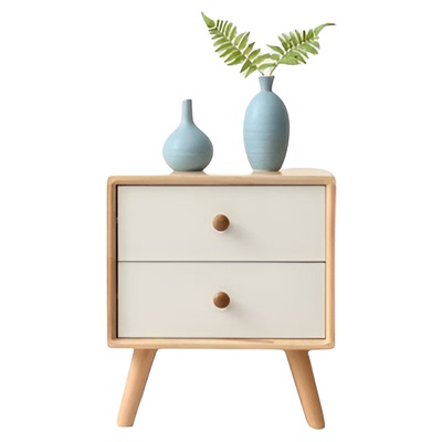 橡胶木北欧床头柜现代简约