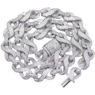 WBJ定制珠宝12mm立体无限古巴项链 S925银镀金 infinite chain