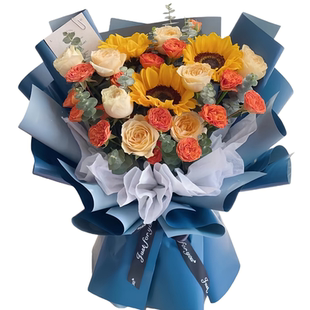 生日鲜花花束同城配送向日葵玫瑰康乃馨混搭花束送长辈朋友老师