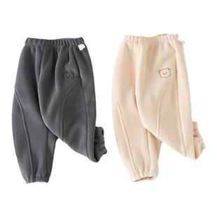 儿童加绒裤子男童一体绒双面加厚宝宝奥利绒休闲长裤2026春秋新款