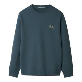 【加绒可选】海澜之家山不在高卫衣春秋新圆领珠地小标宽松上衣男