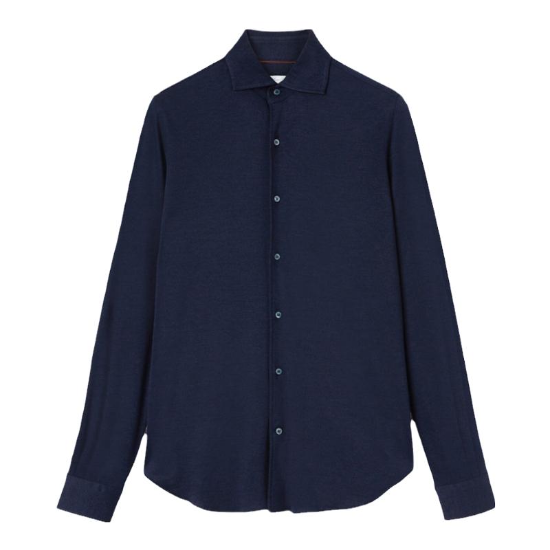 Loro Piana/诺悠翩雅男装羊绒与桑蚕丝混纺针织长袖尖领衬衫