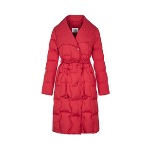 郁香菲鸭绒羽绒服女长款冬季通勤时尚保暖翻领单排扣收腰直筒外套