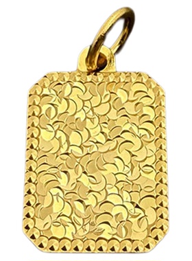 S925纯银镀金鱼鳞方牌几何吊坠