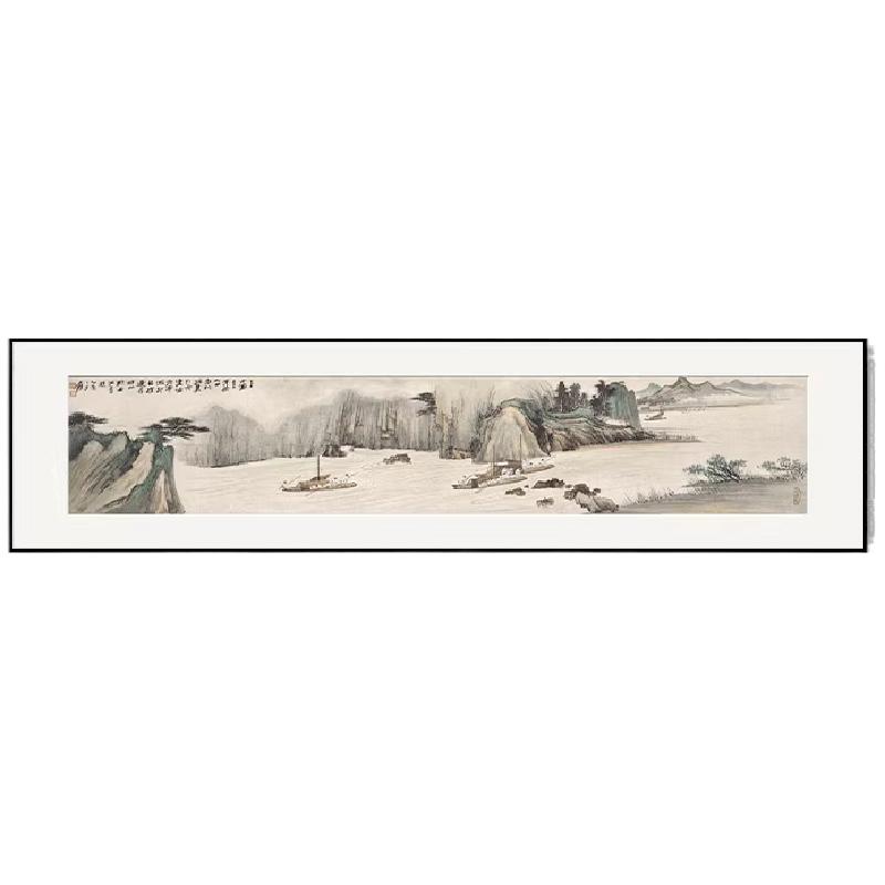 新中式山水画客厅装饰画办公室高档挂画酒店卧室床头茶室横幅壁画
