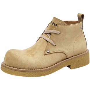 森马德比鞋男款厚底增高黑色大头圆头通勤cleanfit马丁靴休闲皮鞋