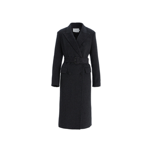 OBEG欧碧倩冬高智感双面呢大衣女中长款收腰羊毛外套50484548