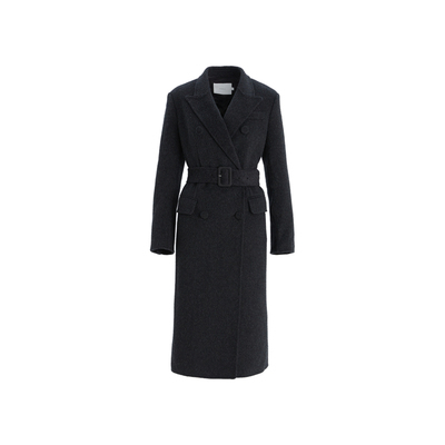 收腰中长款羊毛毛呢外套欧碧倩