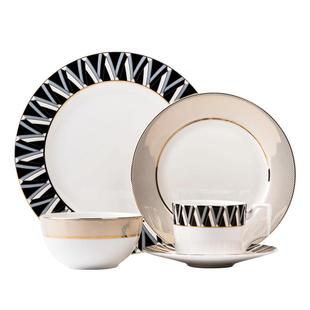 北欧轻奢深盘家用骨瓷盘子碟子餐具刀叉套装平盘欧式西餐牛排餐盘