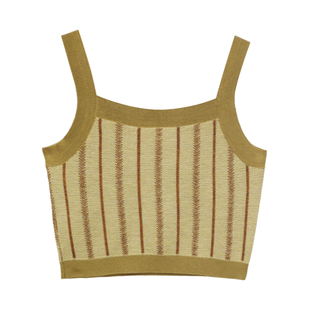 it'real瑞尔春秋季新款复古时尚潮流短款条纹内搭毛织背心女