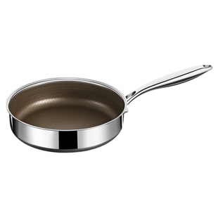 316L不锈钢煎锅平底锅不粘锅家用深煎饼煎蛋小号电磁炉专用炒菜锅