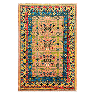 视觉味道 阿富汗进口波斯羊毛小地毯手工红色玄关无胶卧室床边毯