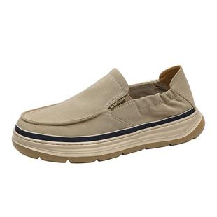 Goldlion男鞋厚底帆布鞋2026春季新款一脚蹬健步鞋工作休闲轻便鞋