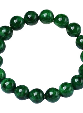 仿深绿翡翠干青玉髓手链迷你小珠子单圈缅甸石英岩复古名族风手串