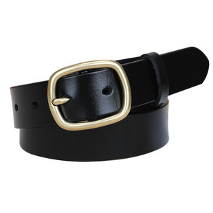 卡帝乐鳄鱼纯牛皮铜扣腰带女皮带时尚简约百搭真皮这针扣裤带