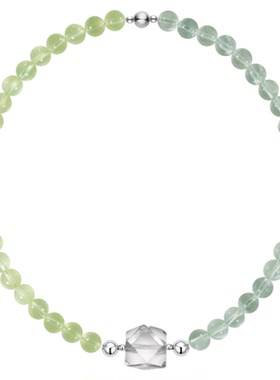 天然绿萤石葡萄石白水晶串珠叠戴高级感原创设计女款手链项链