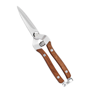 实木柄防滑摘果剪锰钢强力园艺修枝嫁接花艺剪枝去刺园林剪子直销