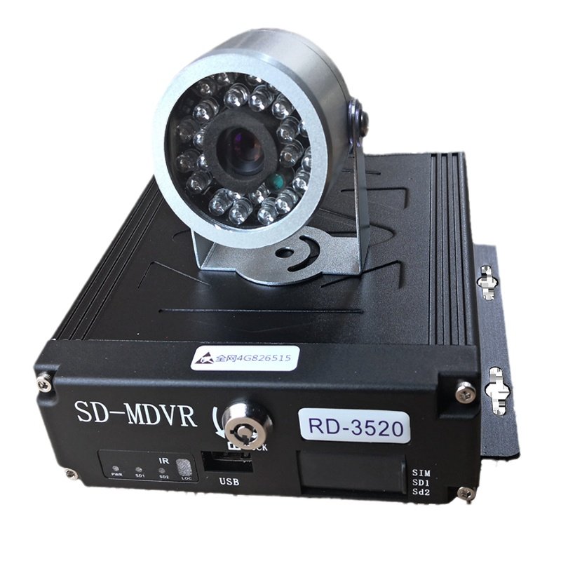 汽车摄像头吊车客车远程监控4G四路主机挖机货车GPS定位器12V24V8