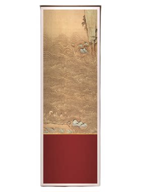 玄关新中式装饰画红色山水画