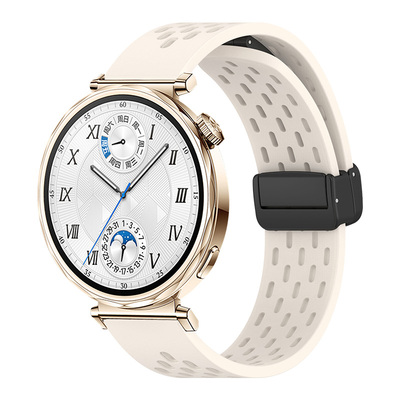 适用华为GT6手表gt5表带watch5洞洞款runner2液态硅胶gt4磁吸扣腕带GT6Pro智能运动GT3Pro男女高级感2e替换带