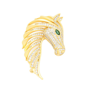 轻奢锆石镶钻金色马头马首胸针男女生新年马年小马大衣胸花领针
