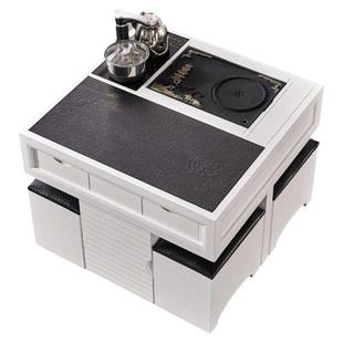 阳台实木喝茶桌椅组合 小茶台 火烧石功夫茶几 鸡翅木茶盘方茶几