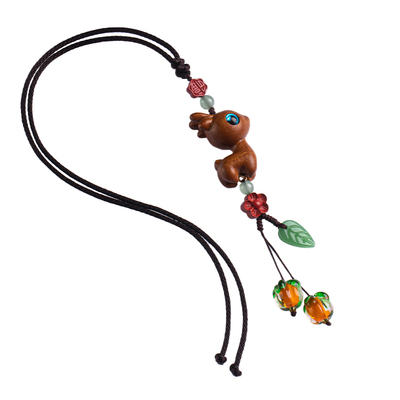 朱砂一路平安汽车挂件檀木质小鹿