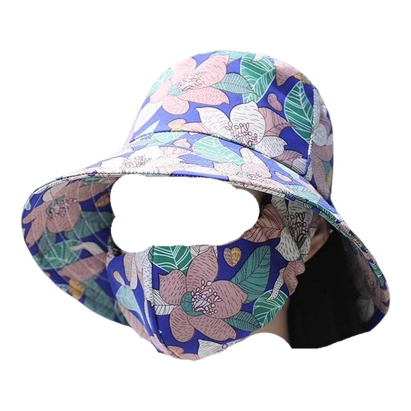 防晒口罩帽子一体夏季遮阳渔夫帽