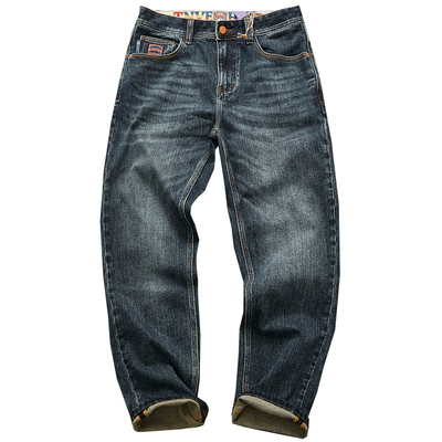 秋冬重磅厚款棉弹复古牛仔裤男