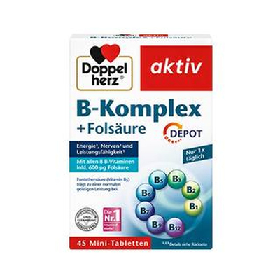 德国双心多种复合维生素b族aktiv叶酸生物素b群维b12b6片45粒
