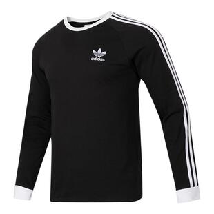 Adidas阿迪达斯三叶草长袖T恤卫衣女装2025秋季新款黑色宽松上衣