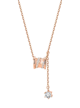 玫瑰彩金小蛮腰项链纯银轻奢小众