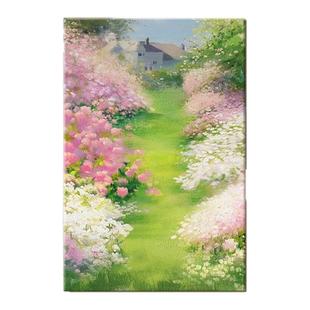 莫奈的花园达芬奇油画奶油风格纹理花客厅装饰画高端花卉地板画