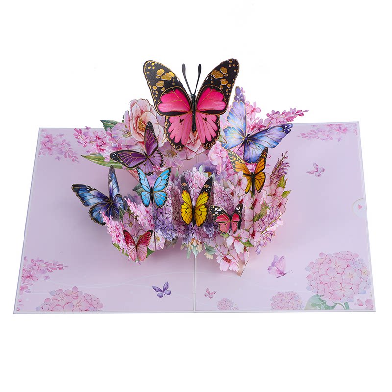 3D立体蝴蝶花束母亲节贺卡