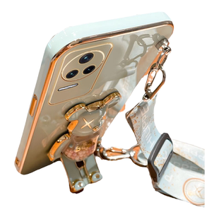 糖果暴力熊适用小米红米k50手机壳带支架k60新款k40女斜挎可背k30挂绳k70pro镜头全包边高出屏幕k80防摔硅胶