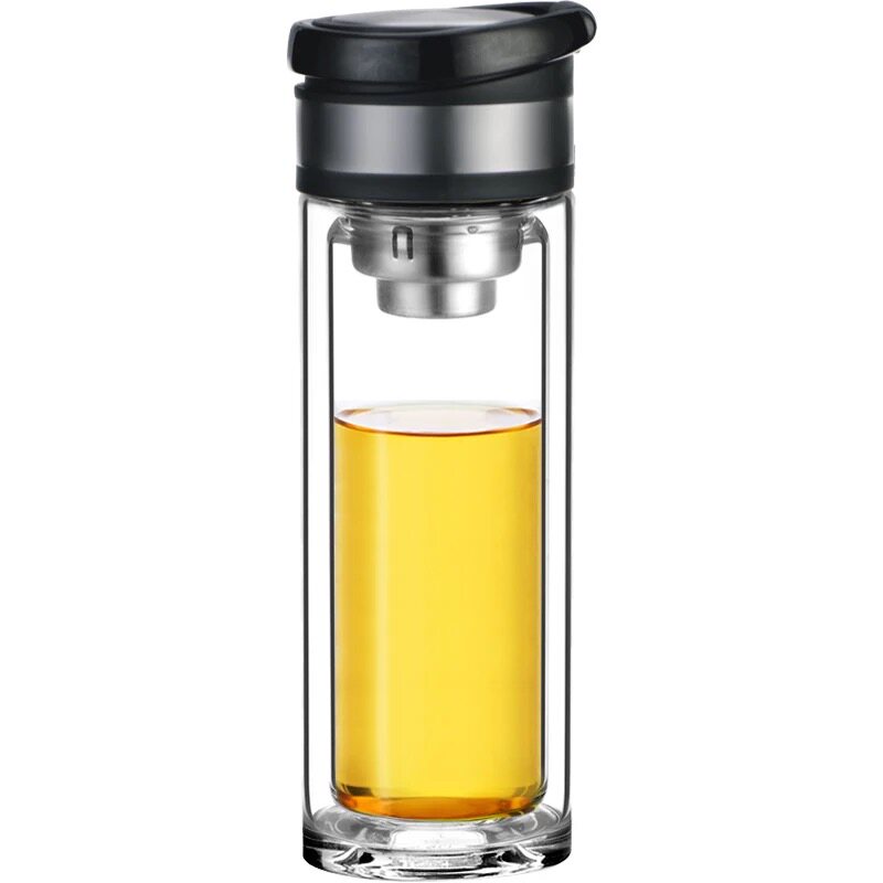 带提环车载运动水晶双层玻璃杯