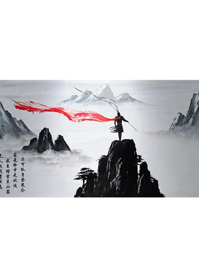 大话西游一生所爱餐厅书房装饰画闪银星光油画布齐天大圣至尊宝