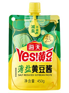 海天薄盐黄豆酱减盐25%挤挤袋装