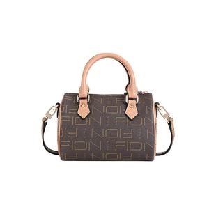 Fion/菲安妮女包老花波士顿包2025新款复古休闲单肩斜挎手提小包