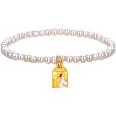 金至尊珍珠黄金手串幸运鹅