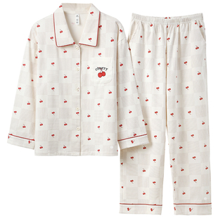 有内纯棉睡衣女款2025新款女士长袖防螨抗菌秋冬可爱甜美家居服