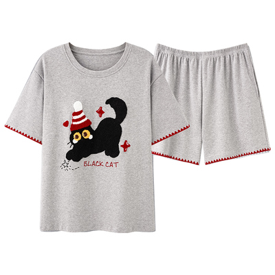 可爱少女红帽黑猫家居服套装