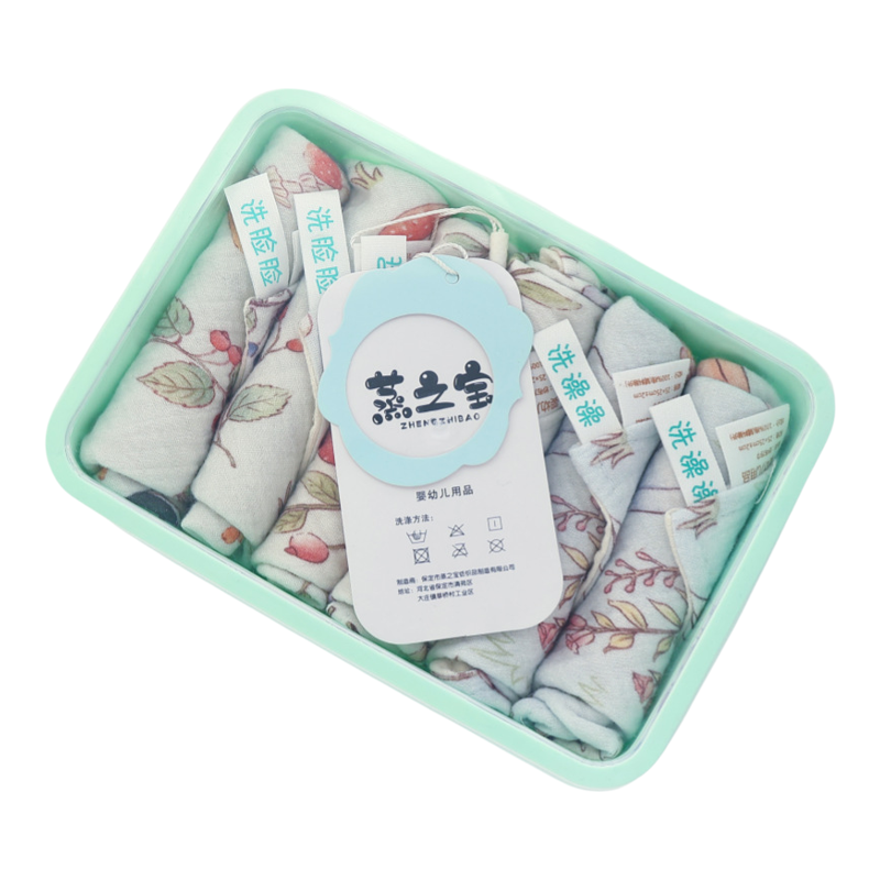 六条装纯棉绉布婴幼儿口水巾