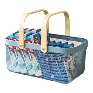 收纳筐篮子玩具零食沐浴室家用杂物蔬菜厨房铁艺手提放脏衣服桌面