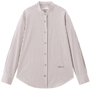 【商场同款】太平鸟冬新款葡萄紫廓形刺绣图案长袖衬衫A1CAF4462