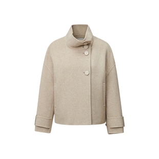 【柔软静奢风】VGRASS维格娜丝冬保暖羊毛驼色大衣立领短款外套女