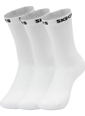Skechers斯凯奇男女袜运动休闲中筒袜简约LOGO袜子三双装L422U166