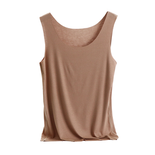 莫代尔无痕小吊带背心女针织冰丝打底大码内搭外穿白色无袖上衣夏