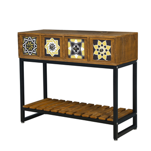 复古铁艺玄关柜卧室床尾长条储物小柜子客厅装饰边柜阳台收纳斗柜